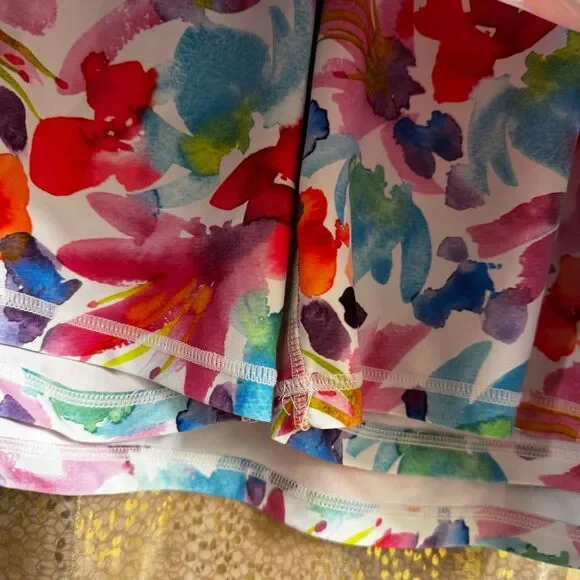 Skea Active Skort Watercolor Floral Spring Summer Golf Tennis Skirt Shorts Large - Picture 5 of 7